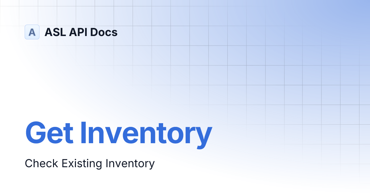 Get Inventory | ASL API Docs